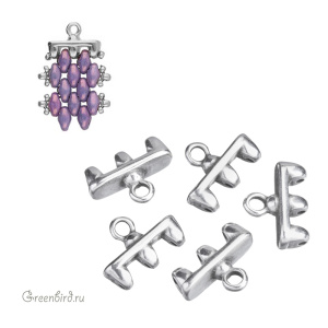 CYMBAL Концевик "Rozos" для SuperDuo на 3 нити, ант. серебро, 1 шт. (#SD-012434-SP)