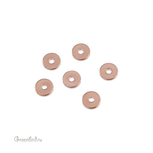 Бусина-разделитель "Шайба", розовое золото, 1 шт. (9B228), Корея