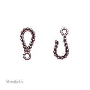 Замок-крючок "Бусинки", ант. серебро, 1 шт. (#TC-6085)