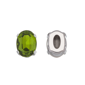 Кристалл в оправе 4120C 8x6 мм Crystalbird - Olivine (#228), родий, 8 шт. (#CBCS-0092)