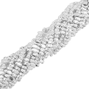 Бусины Геметин, крупная крошка, цвет: серебро, нить (#SV-HMT-109)