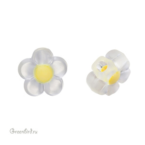 Бусина "Цветочек", желтый, 1 шт. (#SVA-PL-06)