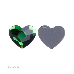 2808 Кристалл горячей фиксации Heart 14 мм – Dark Moss Green (#260), M-Foiled, 1шт.