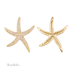 Подвеска "Морская звезда" с фианитами, золото, 1 шт. (#SVA-FIAN-151G)