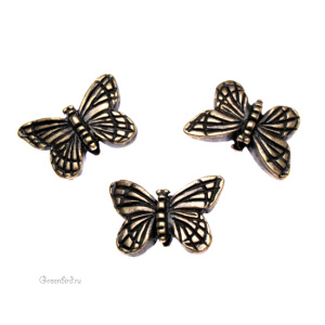 Бусина "Бабочка", ант. латунь, 1 шт. (#TC-5520)