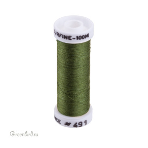 Шелковая нить Au Ver a Soie Soie Surfine, травяной, 100 м (#491)