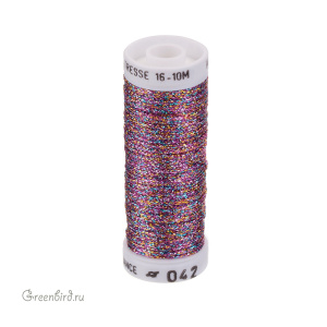Металлизированная нить Tresse #16 AVAS, меланж фиолетовый, 10 м (#16-042)