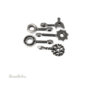 "Стимпанк", подвеска, ант. серебро, 5 шт. (#С1430)