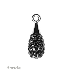 167563 подвеска Pave капля 14mm, родий, Jet/Hematite (#280HEM)