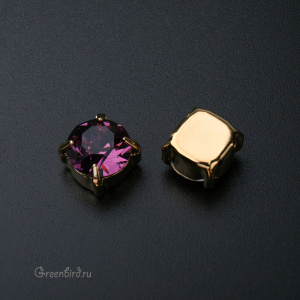 Swarovski 1088 Шатон в оправе SS39, золото, аметист (#204), 1 шт.