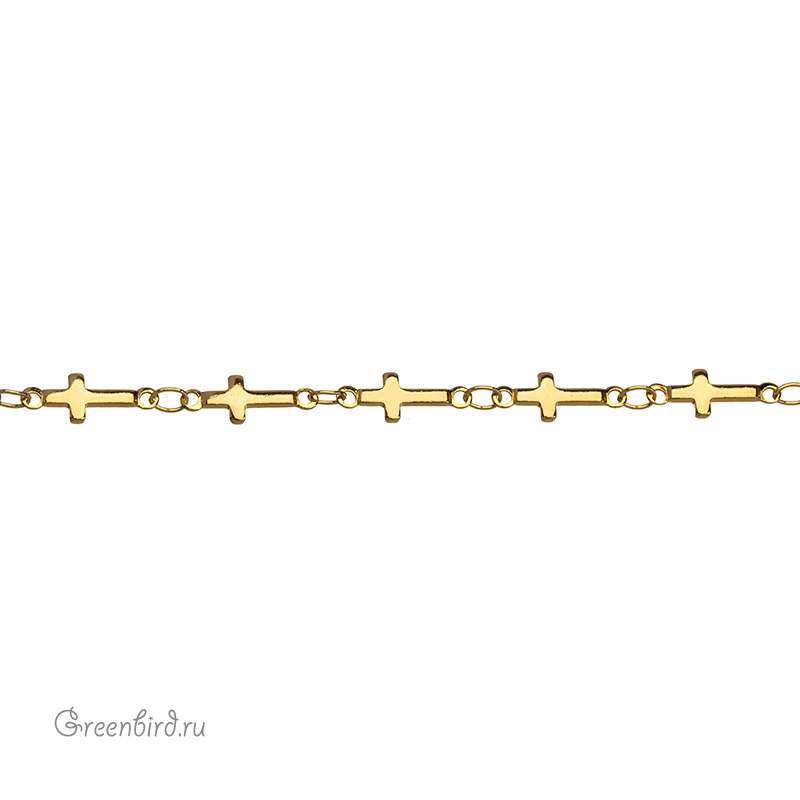 Цепочка фигурная "Крестик", золото, 10 см (SVA-Chain-220G)