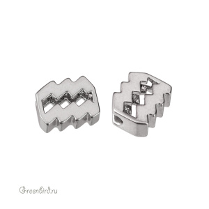 Бусина фигурная "Зодиак - Водолей", матовый родий, 1 шт. (9JJ272), Корея Бусина фигурная "Зодиак - Водолей", матовый родий, 1 шт. (9JJ272), Корея