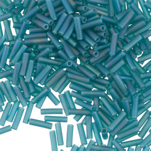 Бисер MIYUKI Bugle 6mm – Matte Transparent Teal AB (#2405FR), 10 г
