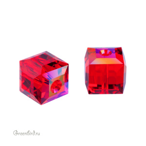 Swarovski 5601 Бусина Куб 8 мм, светлый сиам с мерцанием B (#227SHIMB), 1 шт.