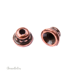 Чашечка "Бусинки" малая, ант. медь, 1 шт. (#TC-5599-18) Чашечка "Бусинки" малая, ант. медь, 1 шт. (#TC-5599-18)