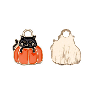 Подвеска "Котик на тыкве", эмаль, белый, золото, 1 шт. (#CN-PN-215) Подвеска "Котик на тыкве", эмаль, белый, золото, 1 шт. (#CN-PN-215)