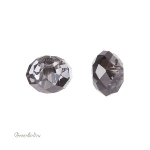 Swarovski 5040 Бусина Бриолетт 6х4 мм, серебряная ночь (#001SINI), 1 шт.