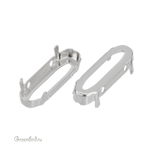 4161 Оправа для ювелирного кристалла Long Classical Oval 21х7 мм, белая бронза