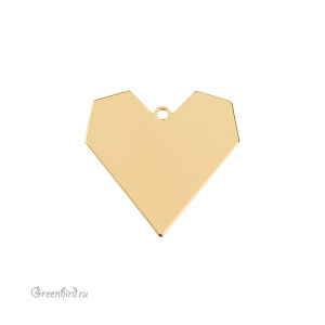 Подвеска плоская "Сердце", золото, 1 шт. (#SV1701-Pendant-73G)
