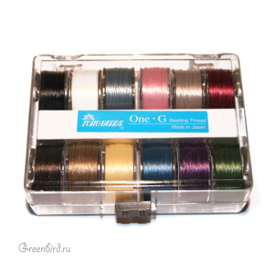 Набор нитей для бисероплетения TOHO One-G, 12 цветов (#MIX1)