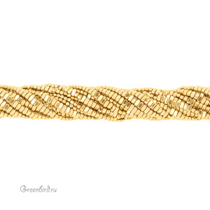 Бусины Геметин 4x2мм, палочки, цвет: золотистый, нить (#SV-HMT-71)
