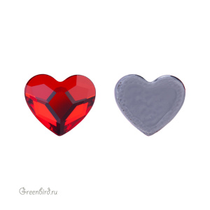 2808 Кристалл горячей фиксации Heart 10 мм – Light Siam (#227), M-Foiled, 1шт.