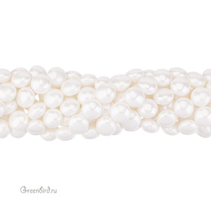 Жемчуг "Майорка" круглый плоский 14 мм, белый, нить (#Maj-101) Жемчуг "Майорка" круглый плоский 14 мм, белый, нить (#Maj-101)