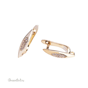 Швензы с английским замком и фианитами, золото, пара (#SV1701-1186)