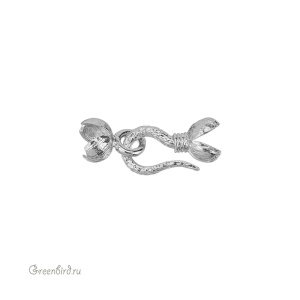 Концевик-крючок с каллотами, родий, 1 шт (#SV1701-KK-03R)