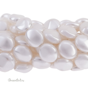 Swarovski 5842 Жемчуг барочный плоский 10 мм, белый (#650), 1 шт.