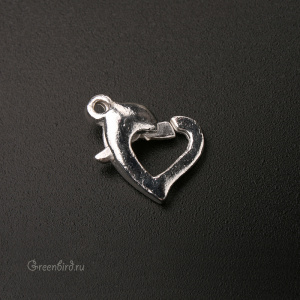 Замочек-карабин "Сердце", серебро, 1 шт. (#4952-SIL) Замочек-карабин "Сердце", серебро, 1 шт. (#4952-SIL)