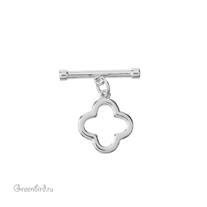Замок-тоггл "Клевер", родий, 1 шт. (#SV1701-T17)