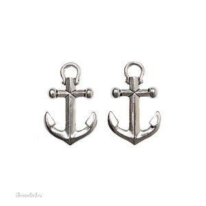 Подвеска "Якорь" большая, ант. серебро, 1 шт. (#TC-2358)