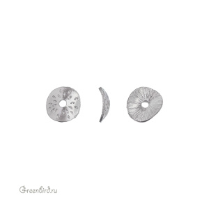 Бусина, матовый родий, 1 шт. (9K592), Корея