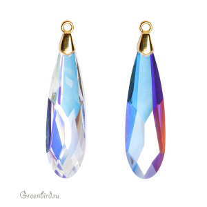 Swarovski 6533 подвеска Капля с бейлом 17,5 мм, золото, прозрачный радужный (#001AB), 1 шт.