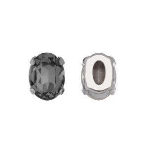 Кристалл в оправе 4120C 8x6 мм Crystalbird - Black Diamond (#215), родий, 8 шт. (#CBCS-0085)