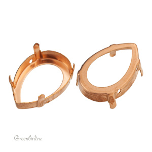 4327 Оправа для ювелирного кристалла Pear Fancy Stone 30х20 мм, томпак