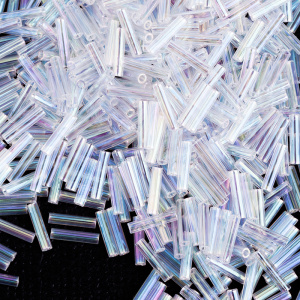 Бисер MIYUKI Slender Bugle 6 мм – Clear Transparent Rainbow (#250), 10 г