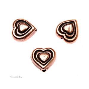 Бусина "Сердце", ант. медь, 1 шт. (#TC-5545)