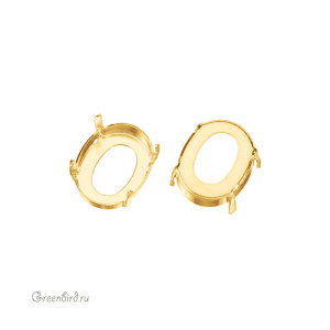 4142 Оправа для ювелирного кристалла Flat Oval Fancy Stone 14х10,5 мм, золото