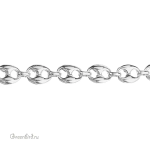 Цепочка 16 x 12,5 мм, родий, 30 см (#Chain-74R)