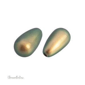Жемчуг полупросверленный капля 15x8мм #5816 Iridescent Green (#930)
