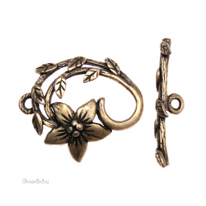 JBB Замок-тоггл "Вьюнок", ант. латунь (J86-00)