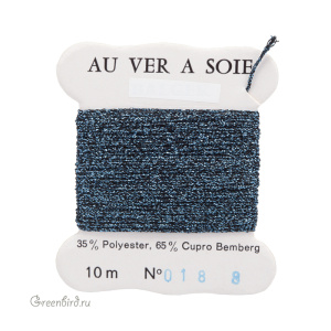 Металлизированная нить Tresse #8 AVAS, серо-голубой/черный, 10 м (#8-018)