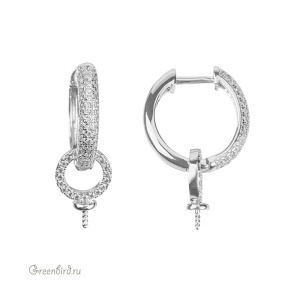 Швензы-кольца для вклеивания, фианиты, родий, пара (#SV1701-2123R)