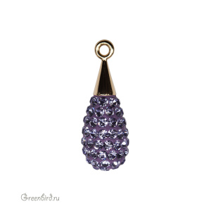 167563 подвеска Pave капля 20mm, золото, Tanzanite (#539)