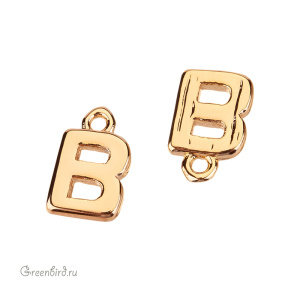 Подвеска буква "B", золото, 1 шт. (#SVA-LG-B)