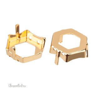 4683 Оправа для Thin Hexagon Fancy Stone 14х15,8 мм, томпак/золото