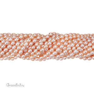 Жемчуг пресноводный "Рис" 6х5 мм, персиковый, нить (#2636) Жемчуг пресноводный "Рис" 6х5 мм, персиковый, нить (#2636)