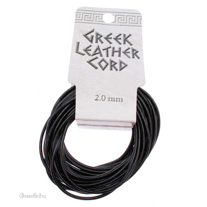 Кожаный шнур "Черный", 2 мм, 5 метров (LTBK2R)